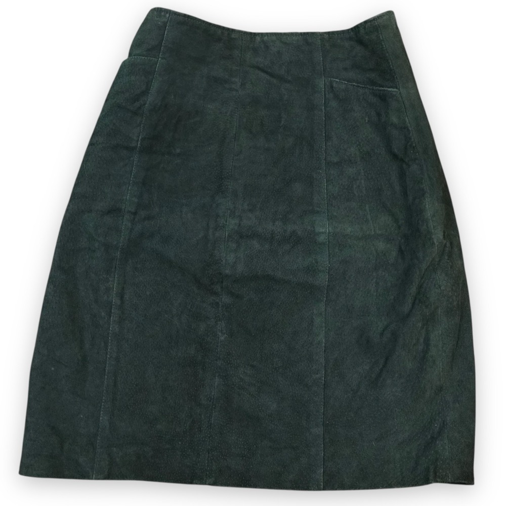 Wilsons Skirt Womens 6‎ Green Suede Leather High Waist Pocket Pencil Midi Career